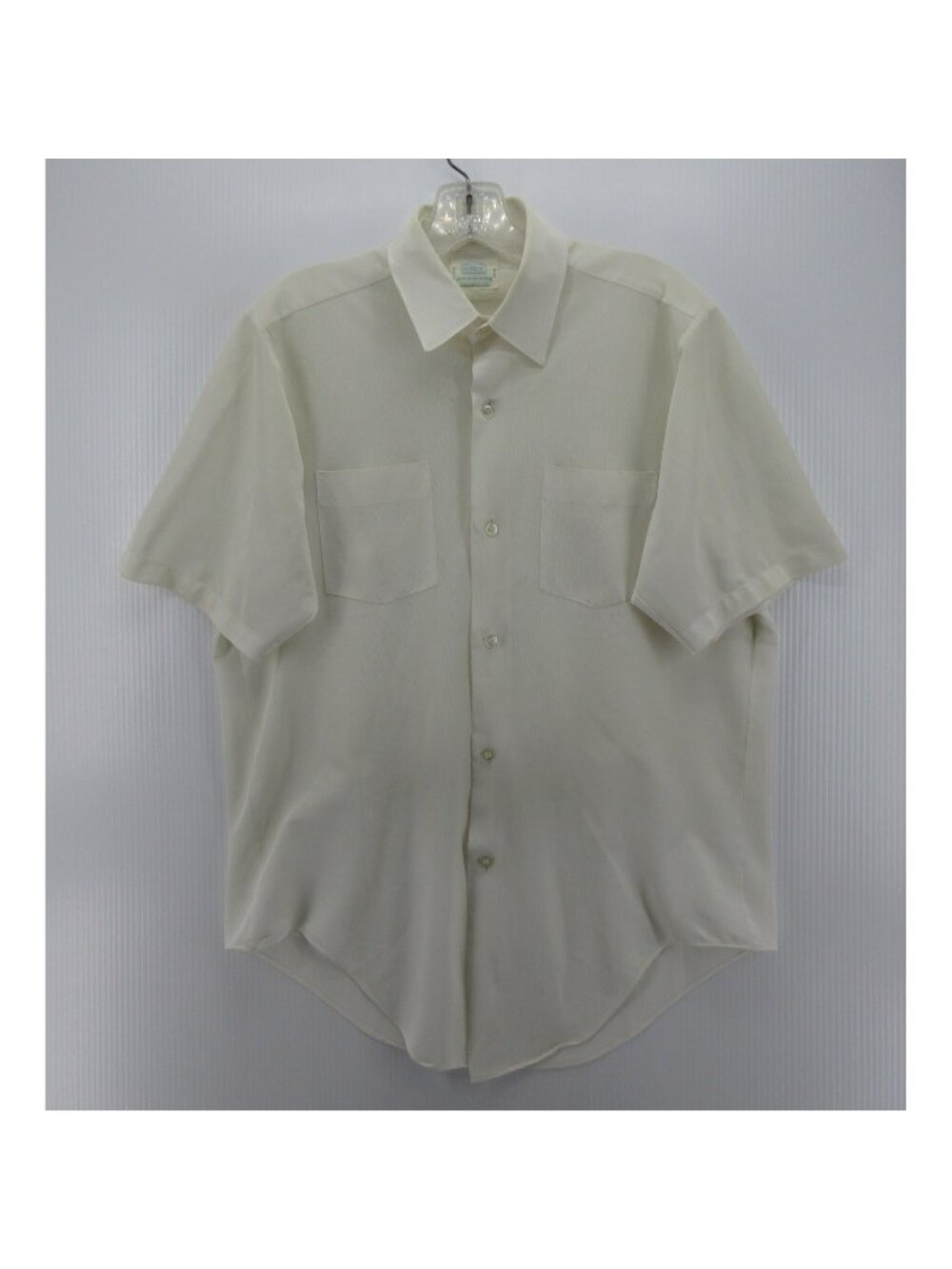 VINTAGE Brent Shirt Medium Cream 60s 70s Leisure Button Up Tricot *